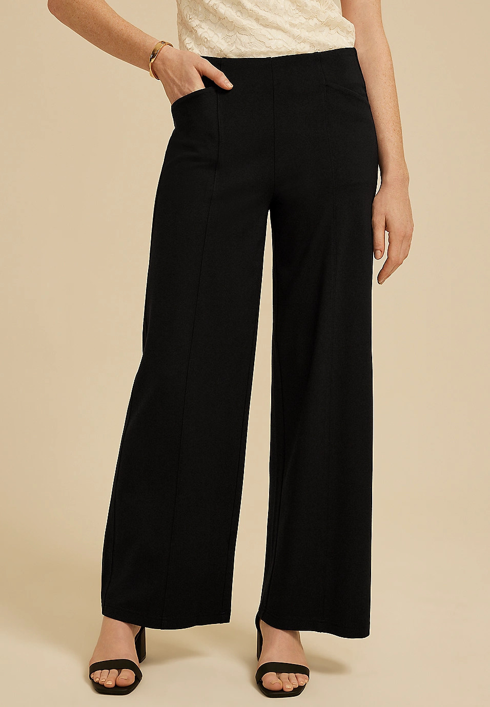 Ponte High Rise Wide Leg Pant | Maurices