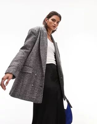 Topshop textured blazer coat in monochrome | ASOS (Global)
