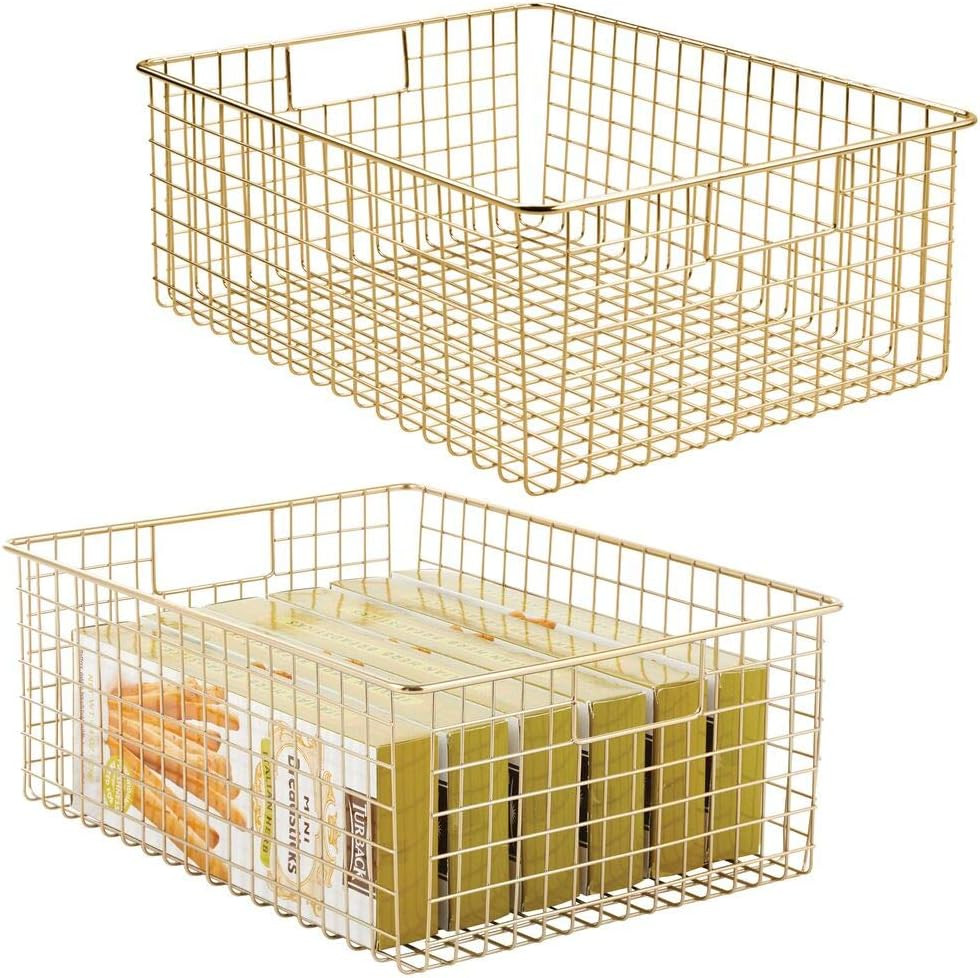 mDesign Farmhouse Decor Metal Wire Food Organizer Storage Bin Baskets with Handles for Kitchen Ca... | Amazon (US)