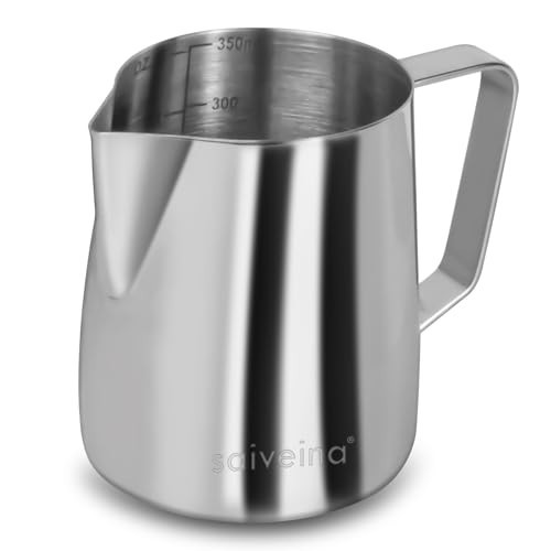 Milk Frothing Pitcher, 12 Oz Milk Frother Steamer Cup Stainless Steel Espresso Cup | Amazon (US)