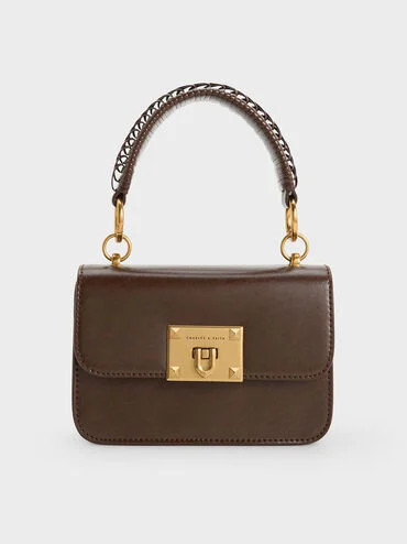 Metallic Turn-Lock Bag
 - Dark Brown | Charles & Keith US