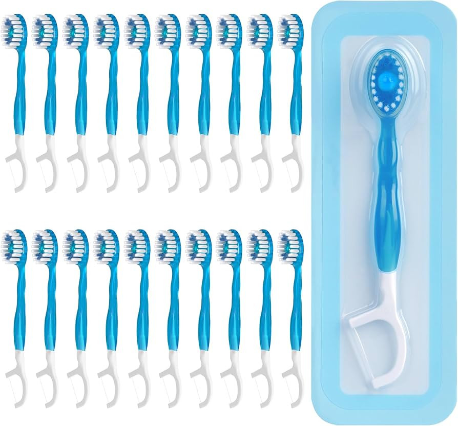 20 Count Disposable Toothbrushes with Toothpaste Individually Wrapped, 5-in-1 Pre-Pasted Mini-Bru... | Amazon (US)