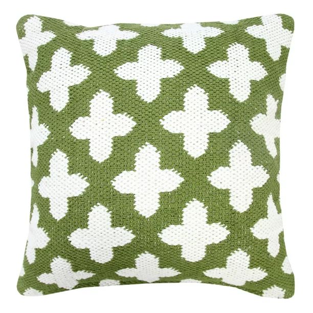 20" Green and White Swiss Cross Geometric Square Throw Pillow | Walmart (US)