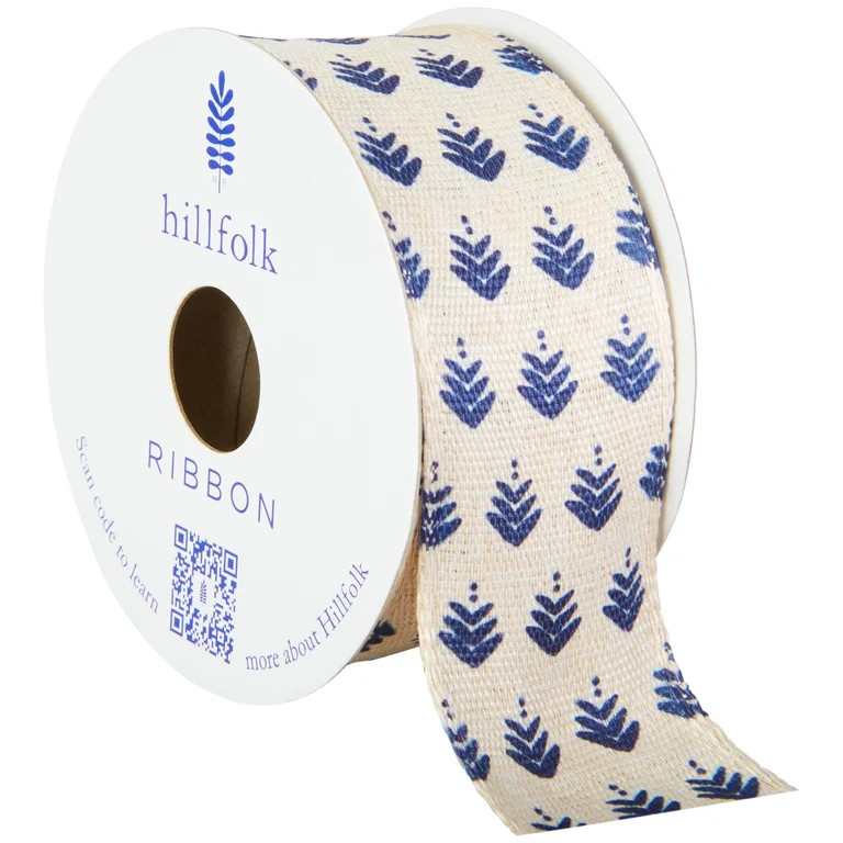 Hillfolk 1.5 faux linen tree blue 9ft ribbon, for crafts and gifting | Walmart (US)