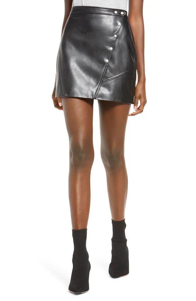 Snap Faux Leather Skirt | Nordstrom