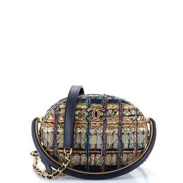 Paris-New York Oval Camera Case Quilted Tweed Small | Rebag