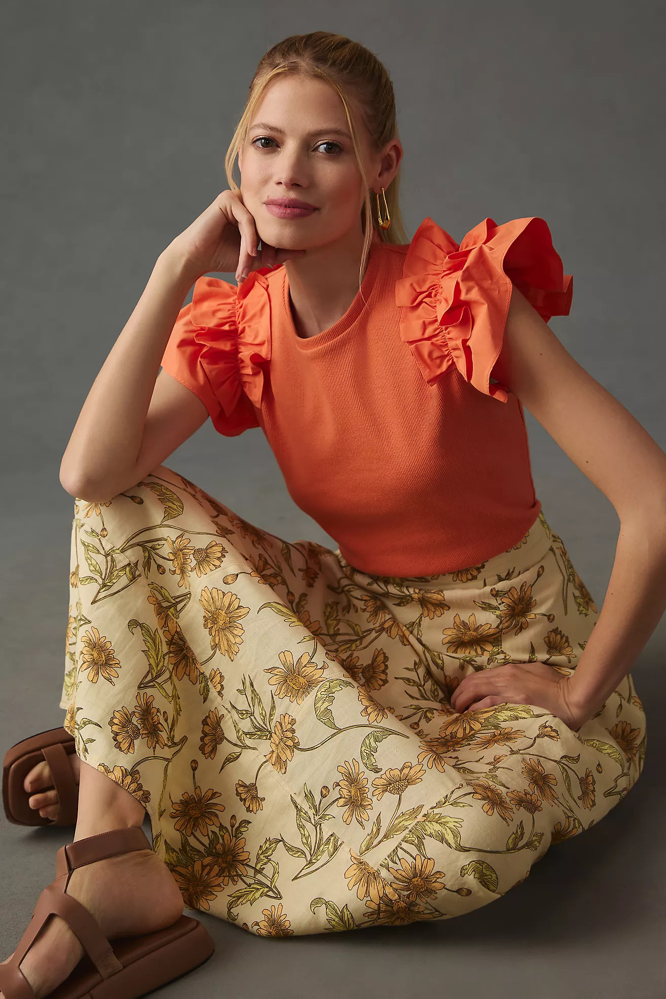 By Anthropologie Woven Ruffle Top | Anthropologie (US)