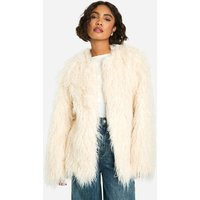 boohoo Women's Tall Mongolian Faux Fur Coat in Cream | Size: 8 | Woven | boohoo (US & Canada)