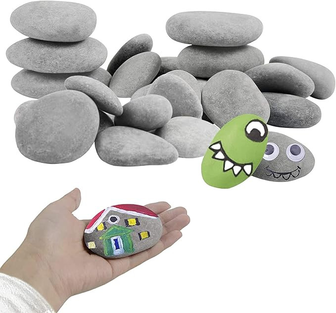 30 Smooth River Rocks for Painting, 1.2-3.5 inches, Crafts, Kindness & Garden Art | Amazon (US)