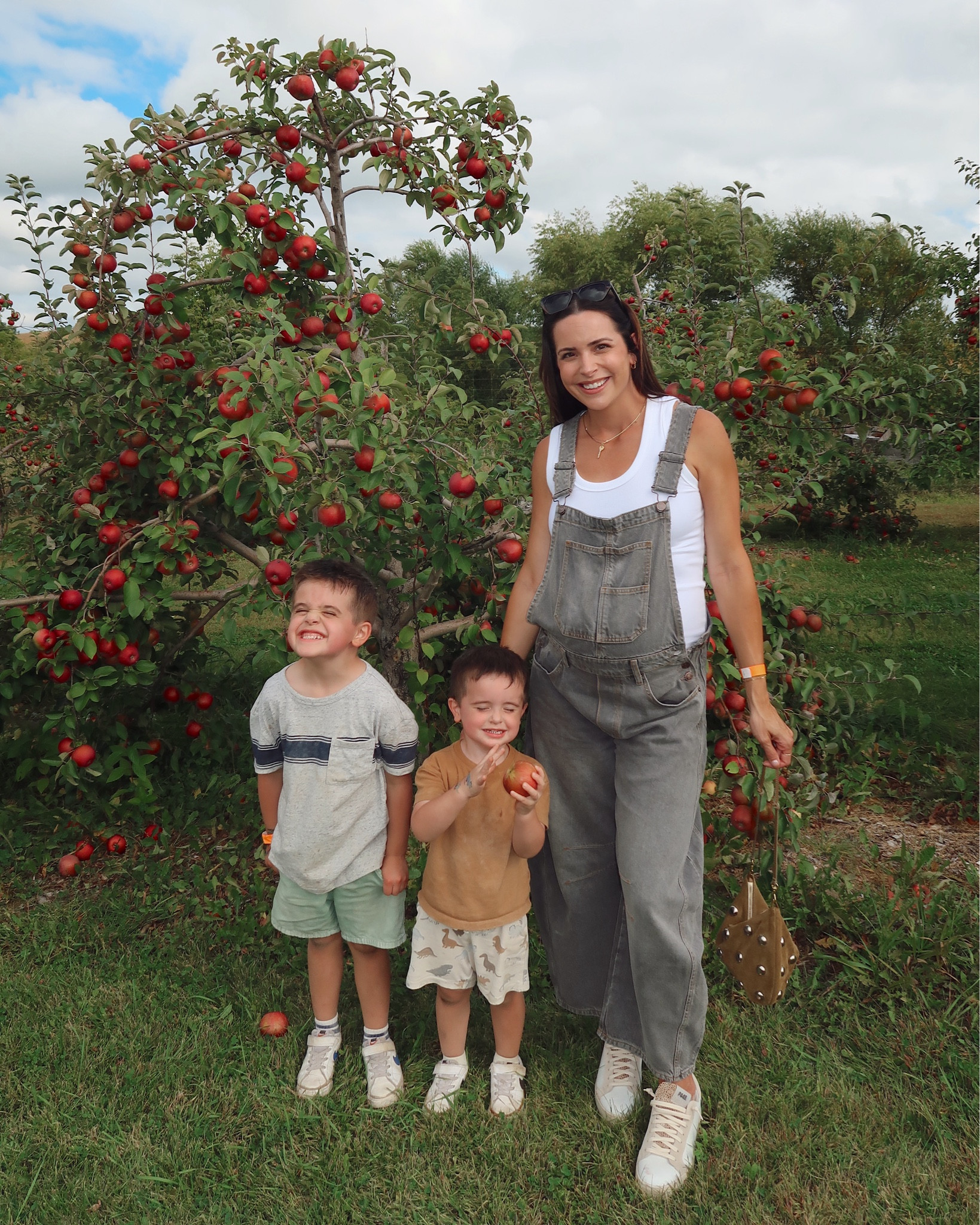 Barrel leg overalls: soft and so well made, I love this warm gray wash!! I’m wearing a M but run true to size. I unbuttoned the sides to make them bump friendly for my 33 week bump! Code taylor20 for 20% off through 9/28 

Maternity tank: size down (XS) 

Sneakers: size up 

Miranda Frye code STYLED

Pregnancy style / Apple orchard outfit / pumpkin patch outfit idea / fall transitional outfit / studded bag

#LTKBump #LTKStyleTip #LTKItBag