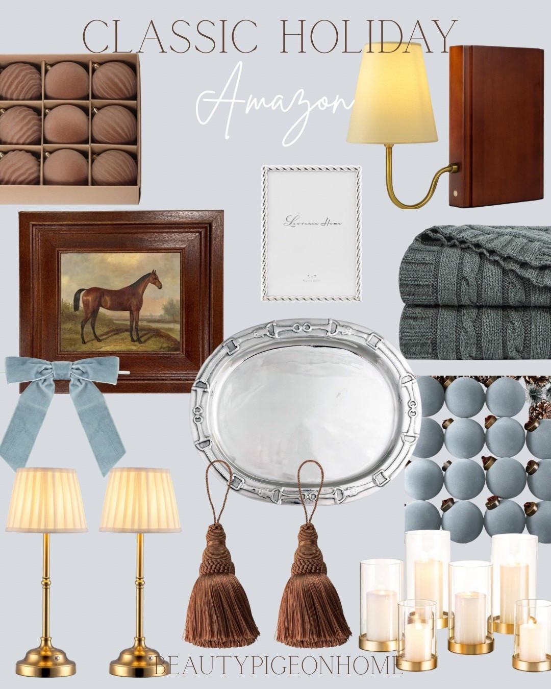 Brown & dusty blue classic holiday 

Ralph Lauren 
Horsebit 

#LTKHoliday #LTKSeasonal #LTKHome