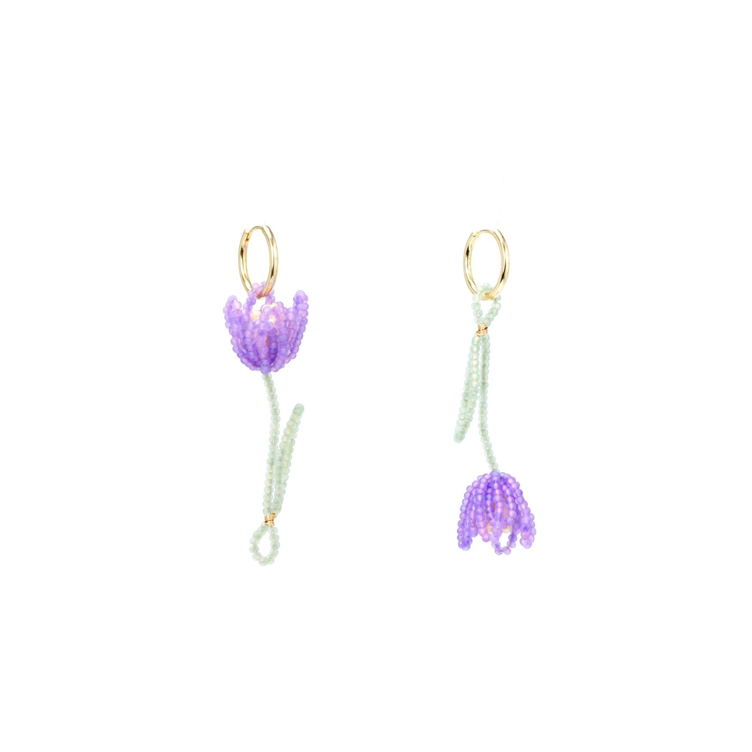Tulip Drop Single Earring with 18k Gold Vermeil Hoop - Lilac Wonder | Wolf & Badger (US)