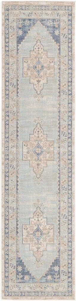 Unique Loom Whitney Collection Area Rug - Geneva (2' x 8' Runner, Sky blue/ Ivory) | Amazon (US)