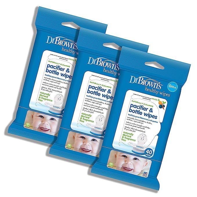 Dr. Brown's Pacifier and Bottle Wipes, 40 Count, 3-Piece | Amazon (US)