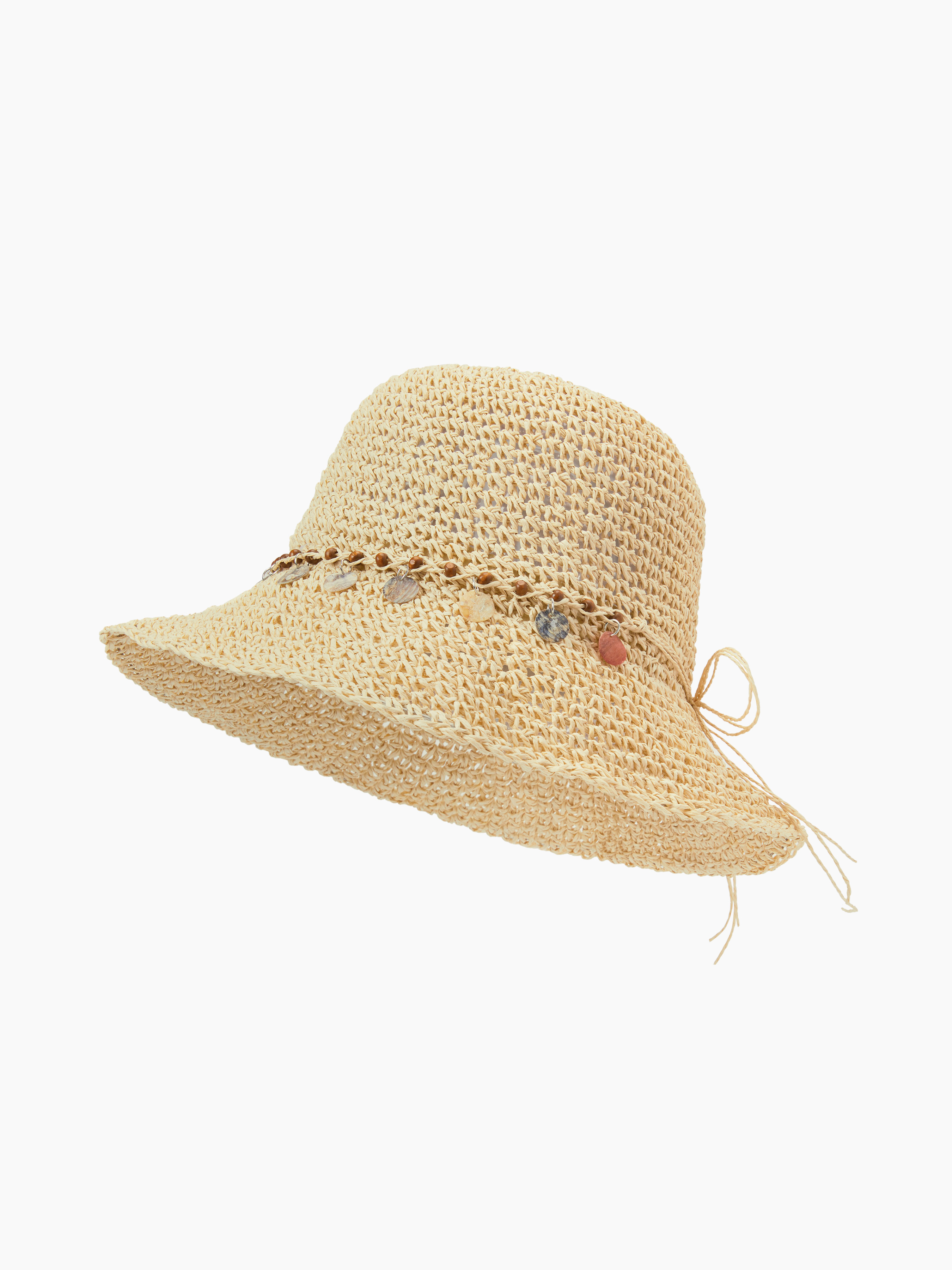 Paper BOW & SHELL DECOR STRAW HAT For Daily Casual Vacation Beach | Cider