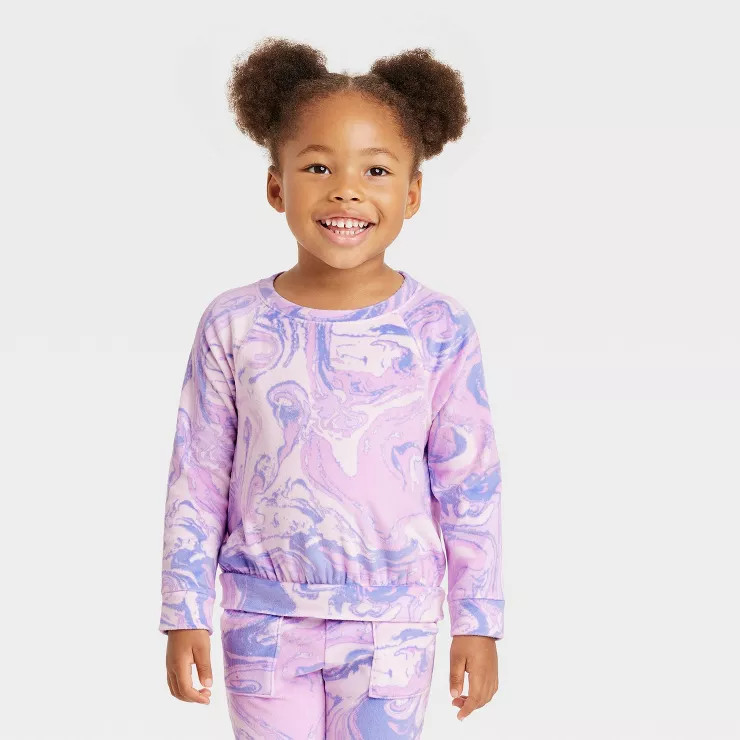 Toddler Girls' Tie-Dye Pullover - Cat & Jack™ Purple | Target