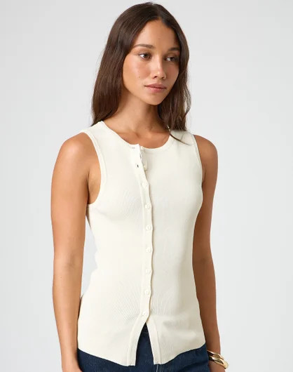 Asymmetrical Button Up Knit Top | Glassons (Australia)