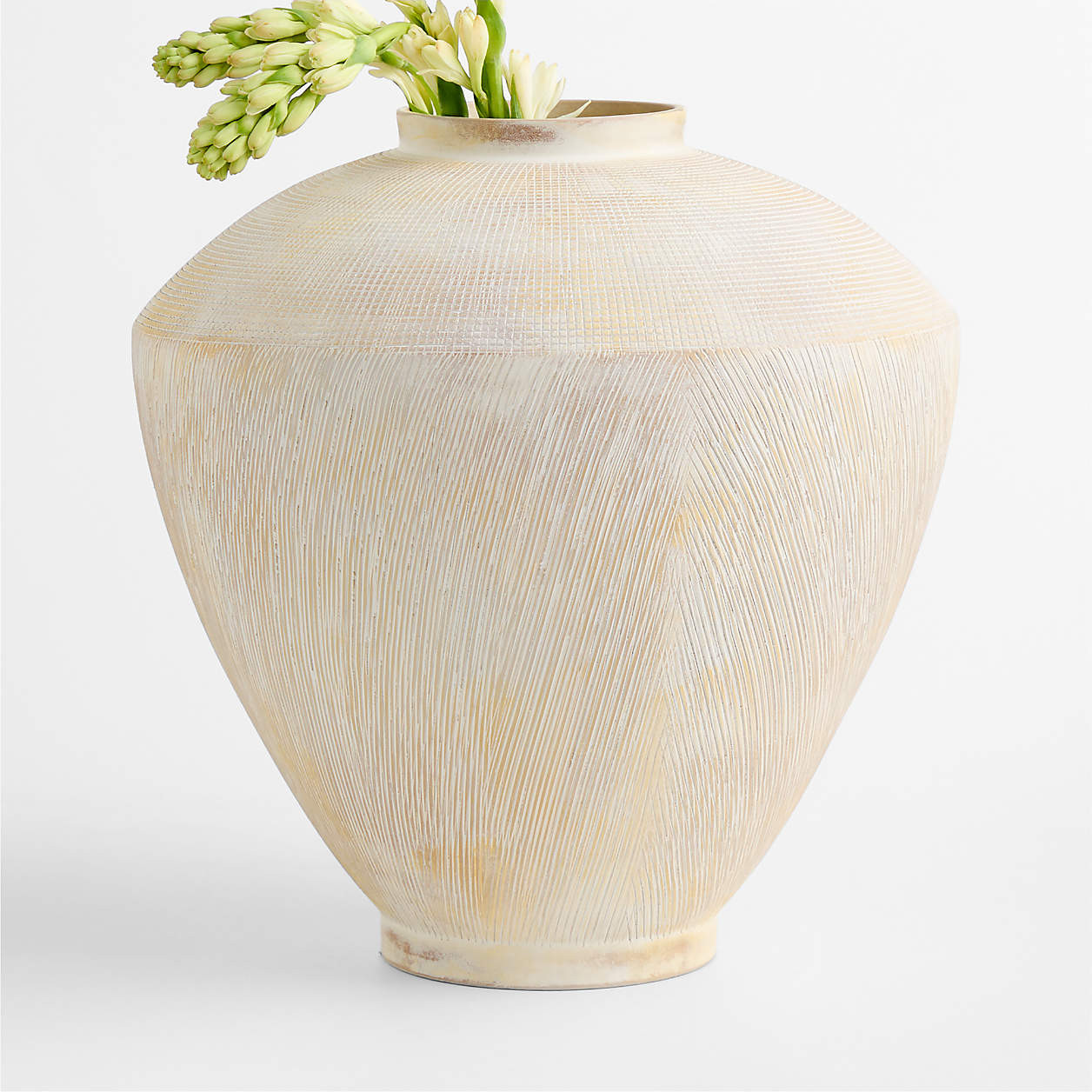 Hawthorne Large Weather White Vase 17" | Crate & Barrel | Crate & Barrel