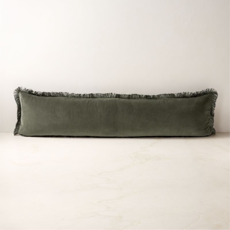 Bettie Forest Green Velvet Lumbar Pillow Cover 48"x12" + Reviews | CB2 | CB2