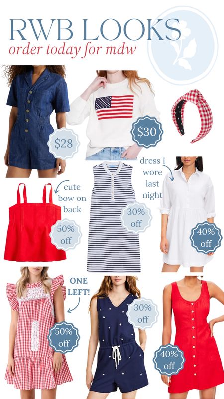 Red, white, and blue looks perfect for Memorial Day weekend, the 4th of July, and all summer long❤️ Almost all items are on sale👏 everything from summer dresses to casual outfits

Affordable style, patriotic, Americana, mom style, weekend outfit, sale alert, discount code, Loft, Jcrew, flag sweater, Target, Walamart 

#LTKFindsUnder50 #LTKSeasonal #LTKSaleAlert
