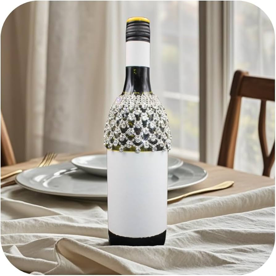 PEARLY JUN Wine Bottle Cover Wedding Wine Bag Engagement Silver White New Couples Rhinestone Mr a... | Amazon (US)