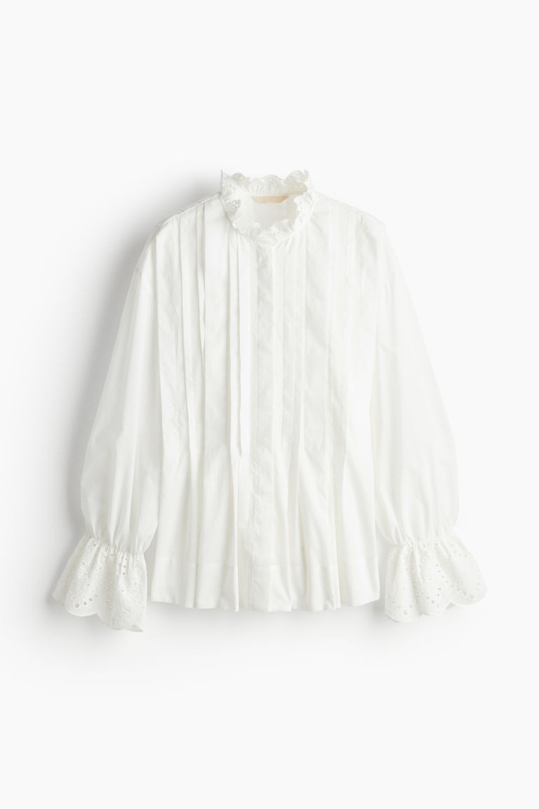 H & M - Baumwollbluse mit Biesenfalten - Weiß - Damen | H&M (DE, AT, CH, NL, FI)