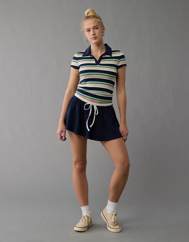 AE High-Waisted Knit Mini Skort | American Eagle Outfitters (US & CA)