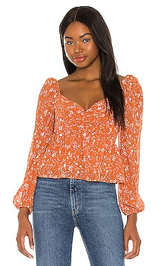 ASTR the Label Long Sleeve Sweetheart Top in Rust Multi Floral from Revolve.com | Revolve Clothing (Global)