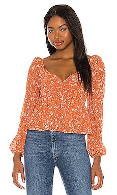 ASTR the Label Long Sleeve Sweetheart Top in Rust Multi Floral from Revolve.com | Revolve Clothing (Global)