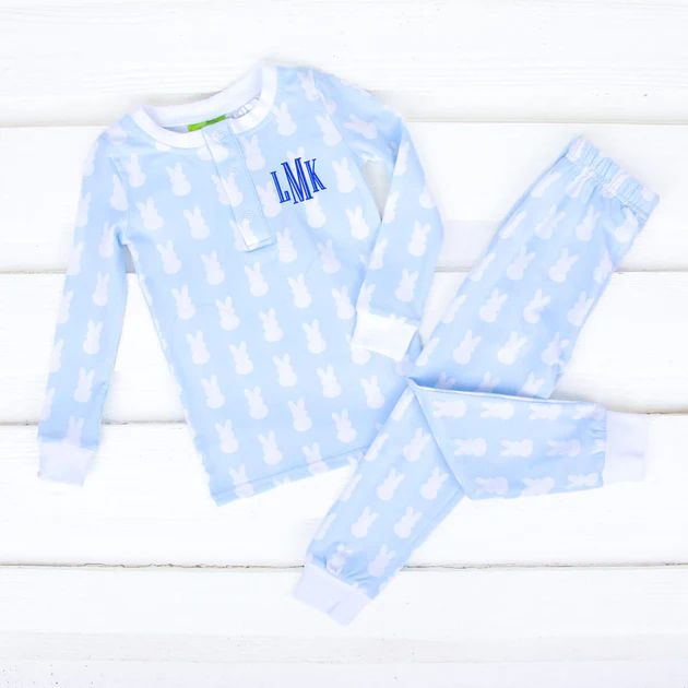 Bunny Peeps Light Blue Henley Pajamas | Classic Whimsy