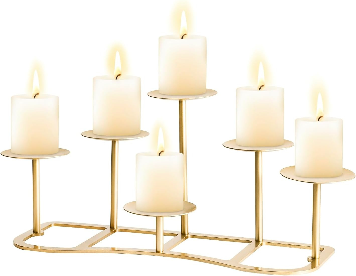Gold Candelabra Candle Holders for Pillar Candles, Metal Candleholder with 6 Candle Stands Floor ... | Amazon (US)