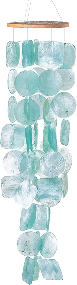 Solange & Frances Wind Chimes for Outside - Unique Aqua Sea Glass Capiz Shells Windchime for Outd... | Amazon (US)