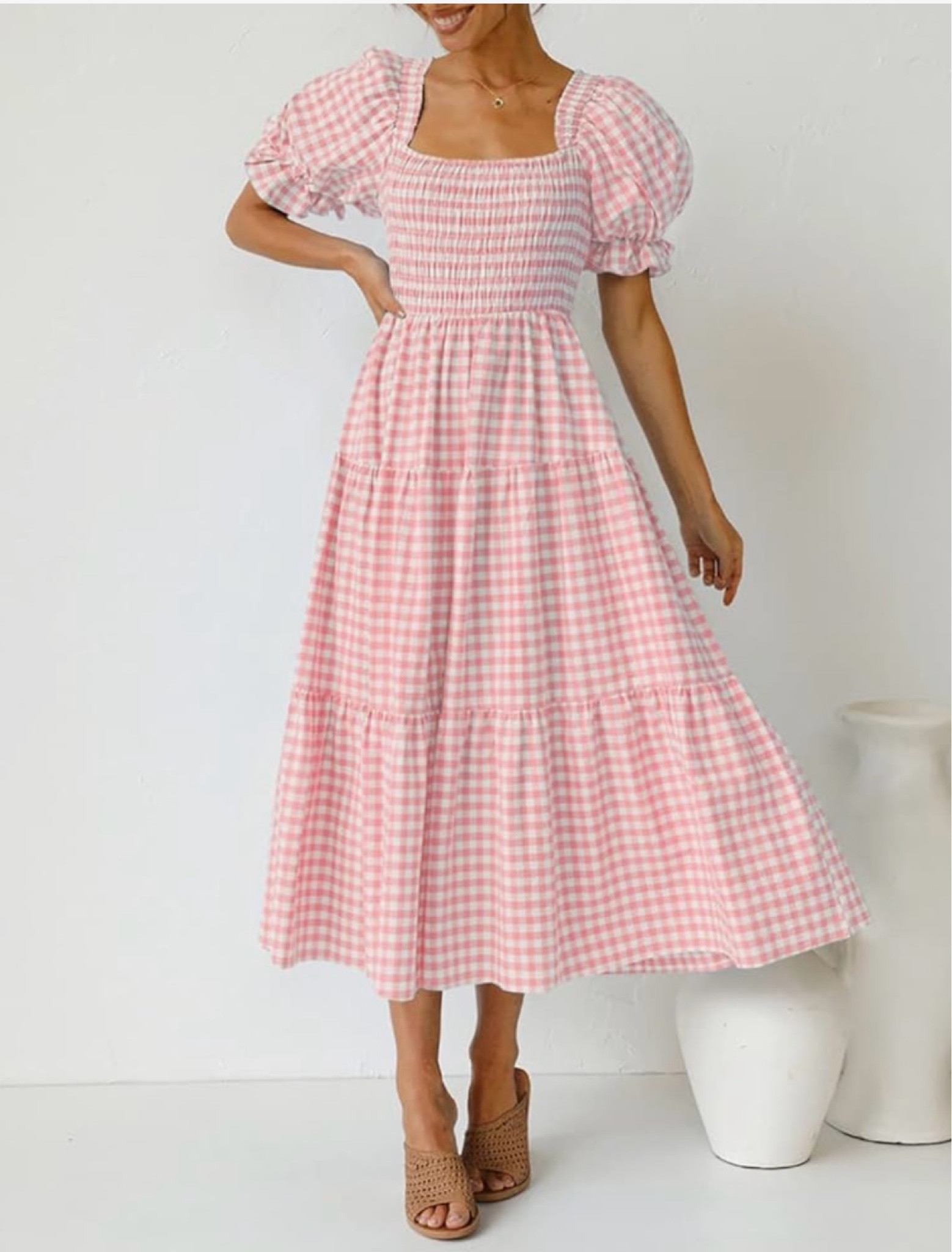 Women's Bohemian Summer Plaid Square Neck Puff Sleeve Ruffle Flowy Beach Midi Dress, pink gingham 

#womensdresses
#modestdresses
#summerdresses

#LTKSeasonal #LTKSaleAlert #LTKStyleTip