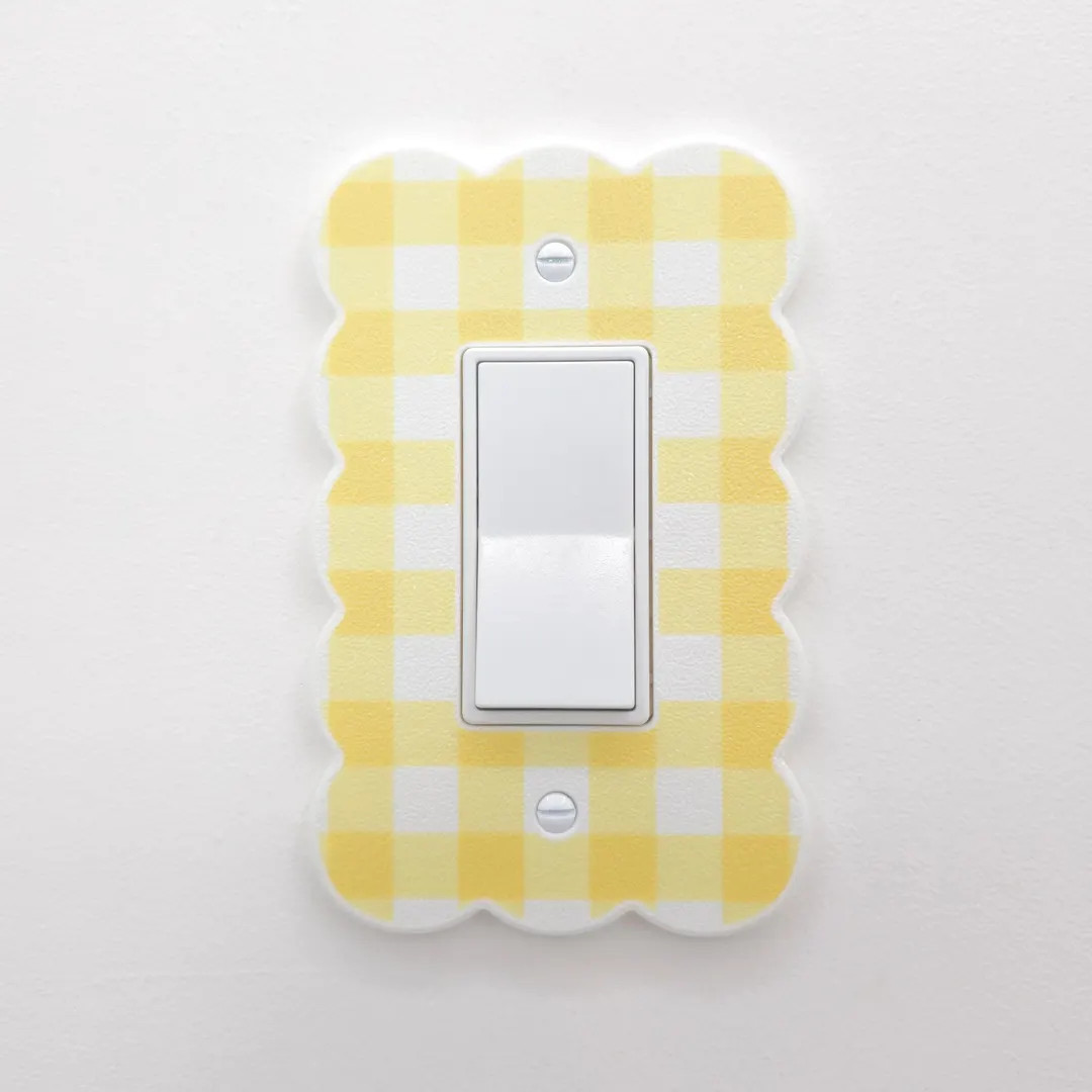 Light Switch Plate Gingham Girls Room Boys Room Nursery Decorative Cloud Wall Plate Cover Baby Wh... | Etsy (US)