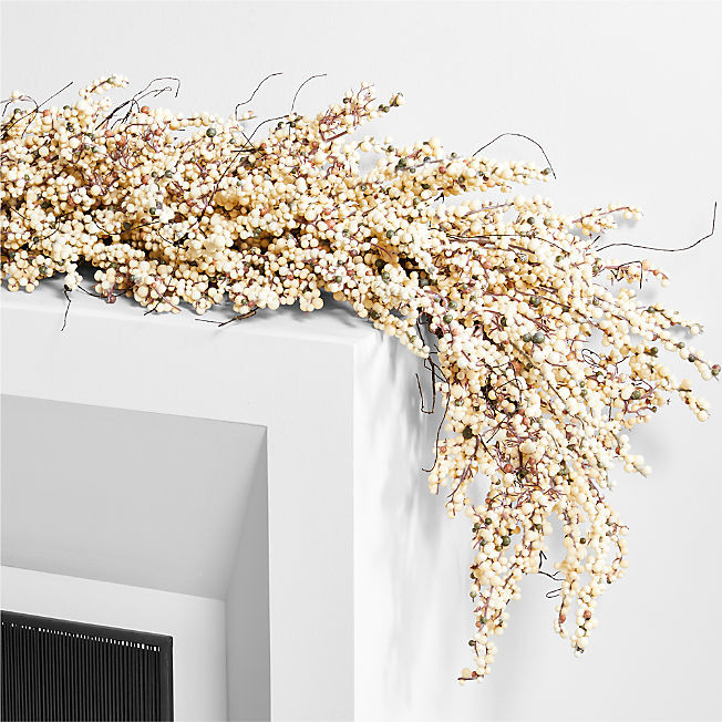 Faux White Mini Berry Garland + Reviews | Crate & Barrel | Crate & Barrel