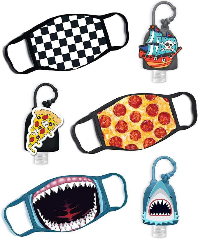 ABG Accessories Boys 3-Pack Kids Face Mask and Hand Sanitizer Holder Keychain (Flip Cap Reusable ... | Amazon (US)