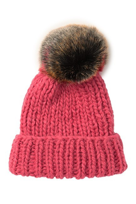 Chunky Faux Fur Pom Beanie | Nordstrom Rack