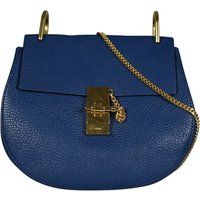 Luxury handbag - Chloé Drew navy blue leather shoulder bag | Stylemyle (US)