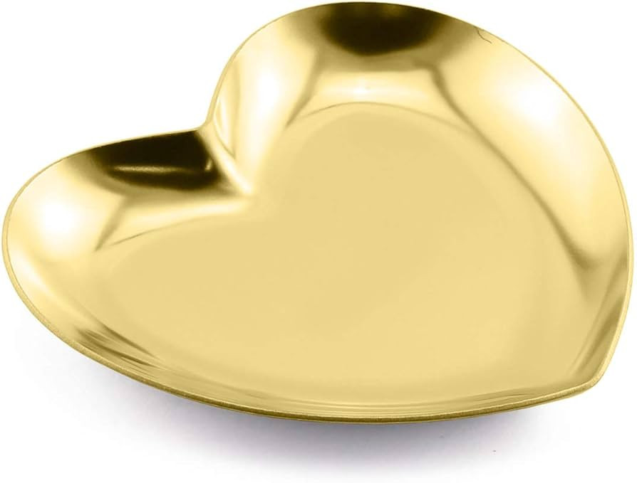 1 Piece Gold Luxurious Metal Storage Tray Heart Shaped Jewelry Display Tray Home Decoration Servi... | Amazon (US)