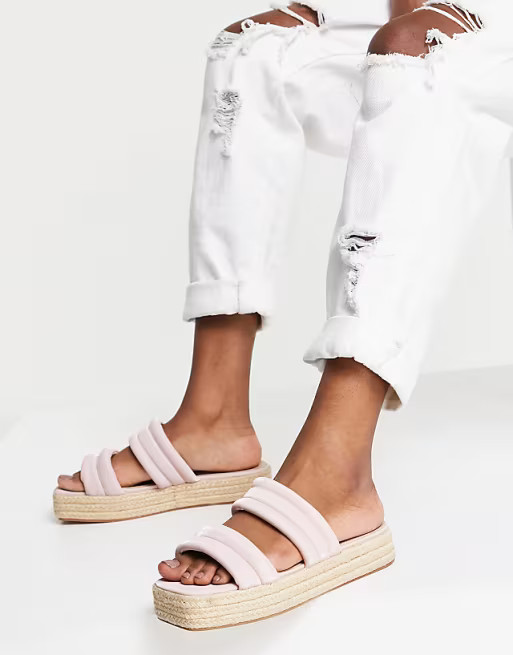 ASOS DESIGN Jumble padded espadrille mules in beige | ASOS (Global)