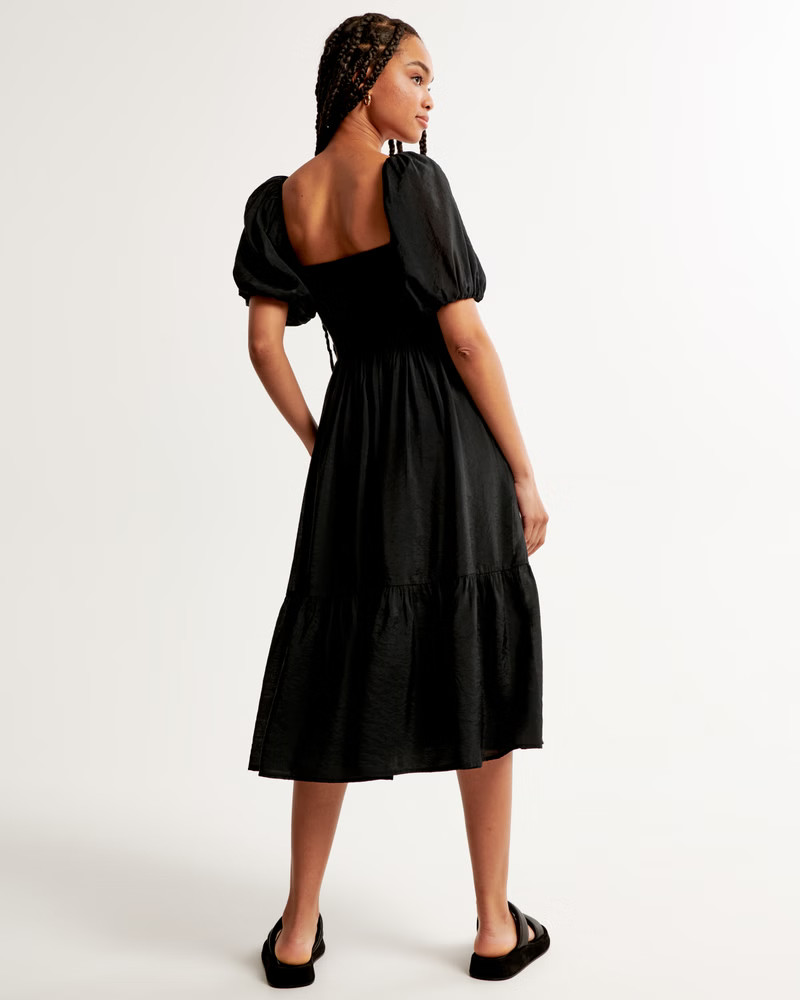 Emerson Floaty Puff Sleeve Midi Dress | Abercrombie & Fitch (US)