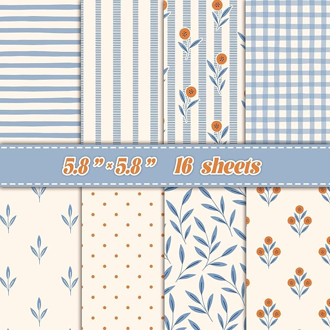 Scrapbook Paper -16 Sheets 5.8x5.8 Inch Vintage Country Floral Plaid Dot Patterns - Scrapbook Pap... | Amazon (US)