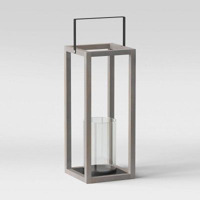 Wood and Glass Outdoor Lantern Gray - Threshold™ | Target