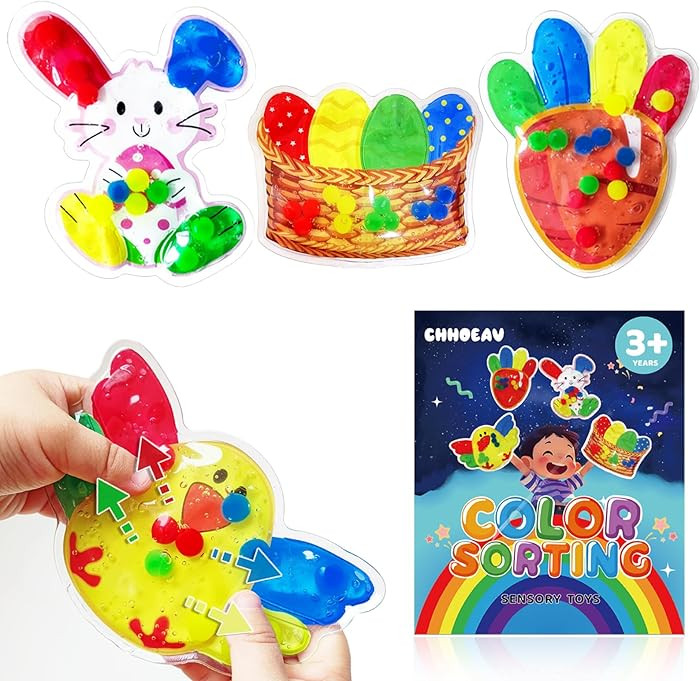4 Pcs Color Sorting Sensory Toys, Color Matching Game Quiet Travel Toy, Easter Basket Stuffers Es... | Amazon (US)