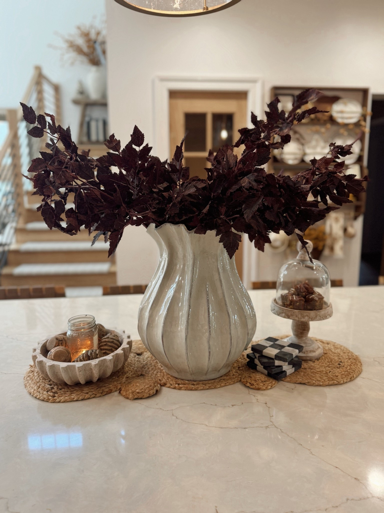 Our island decor for fall 🍂 love these stems so much! They’re super warm & pretty! Marble bowl, wood filler & mini cake stand are all Home Goods finds but I linked super similar options! 🤎

Home decor / fall / cozy / kitchen decor / Holley Gabrielle / Amazon / Target vase / fall stems / cozy 

#LTKHome #LTKStyleTip #LTKSeasonal