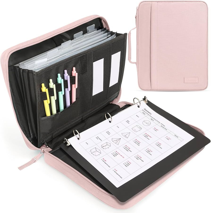 SUNEE Zipper Binder 1 Inch, Removable 3-Ring Binder, 175-Sheet Capacity, 5-Tab Dividers Expanding... | Amazon (US)