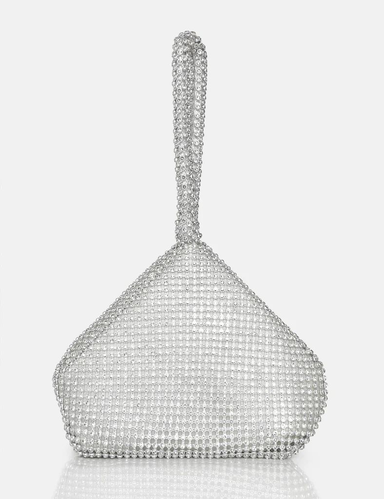 The Lavender Silver Diamante Mini Pouch Party Bag | Public Desire (US & CA)