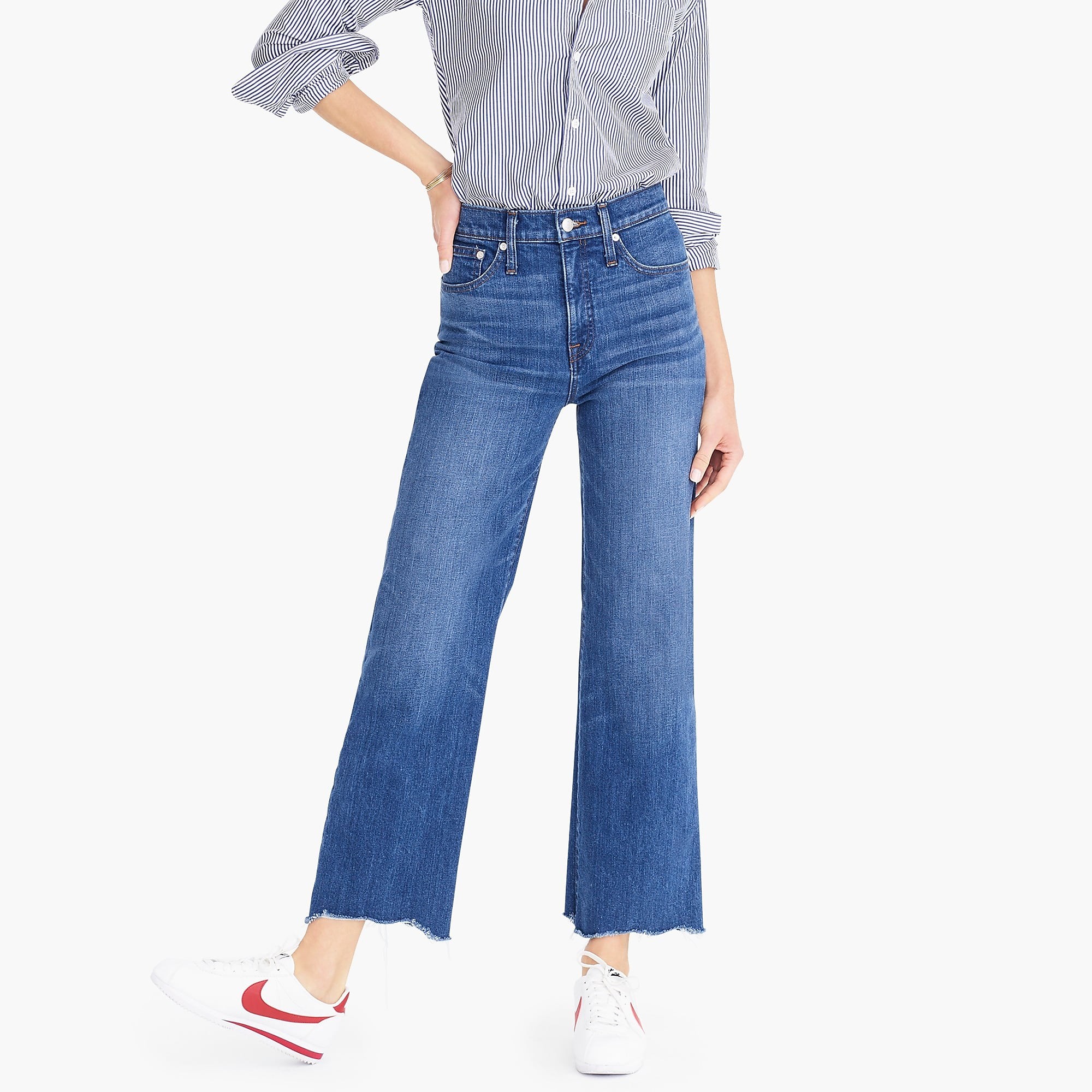 Wide-leg cropped jean with chewed hems | J. Crew US