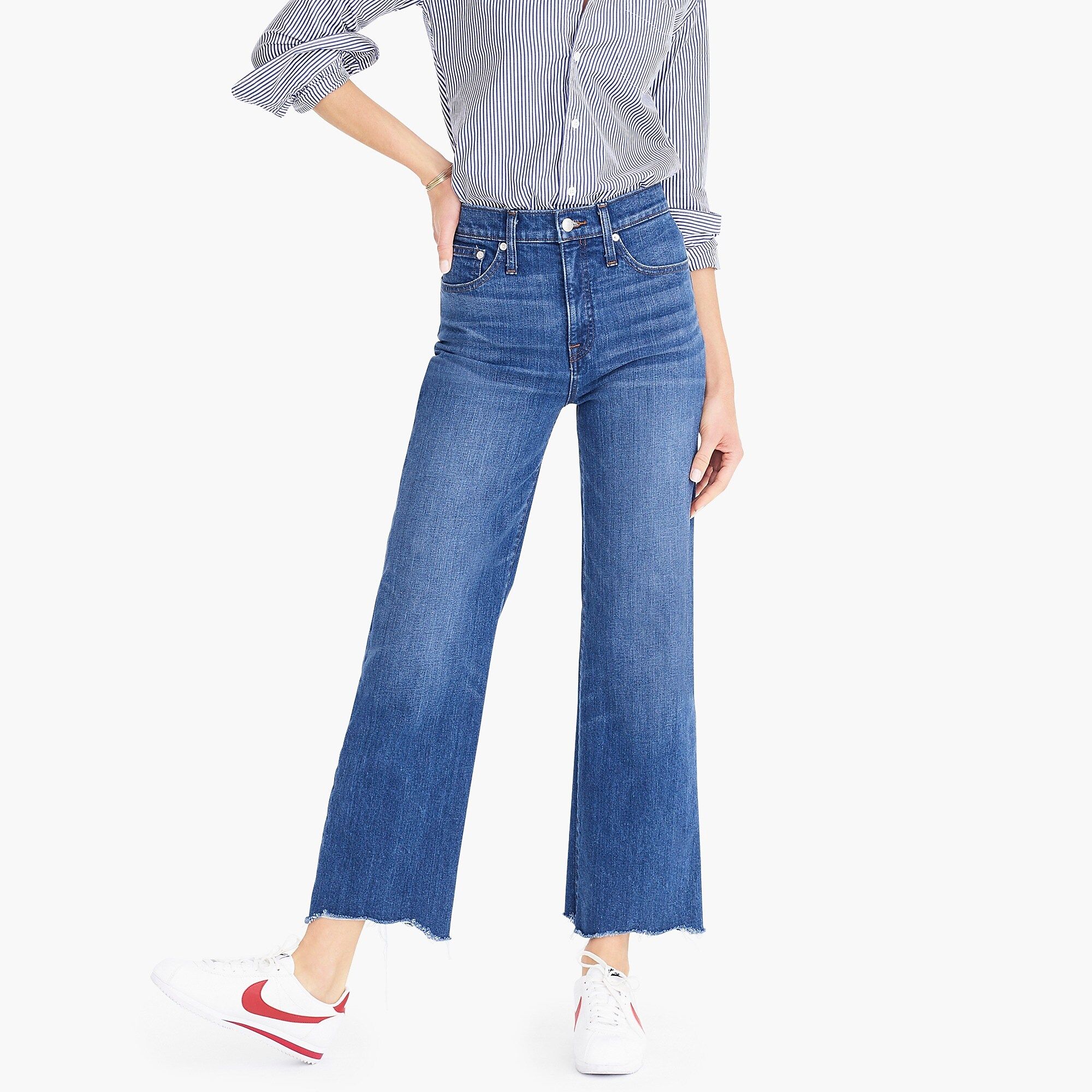 Wide-leg cropped jean with chewed hems | J.Crew US
