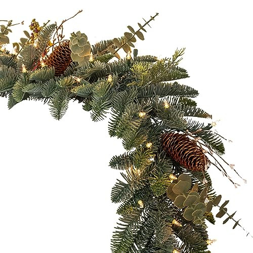 Balsam Hill 6ft Premium Prelit Mountain Meadow Artificial Holiday Garland with Battery Powered Clear LED Lights | Amazon (US)